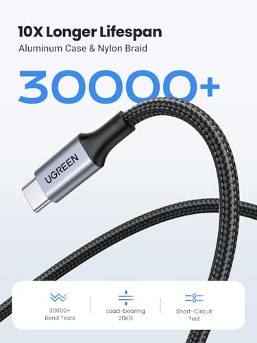 Image of UGREEN 2 Pack 100W USB C to USB C Charger Cable, Type C PD Fast Charging Cord, USB2.0 480Mbps for iPhone 16 Pro Max, MacBook Pro, iPad Pro, Dell, Matebook, Chromebook, Pixel, Galaxy S24, Switch, 0.25M