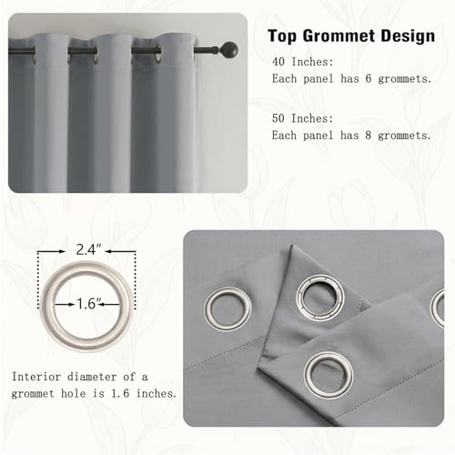 Image of Simplebrand Silver Grey Window Valance for Kitchen 14 Inches Long 2 Panels Set, Room Darkening Valance Curtains for Living Room, Grommet Short Privacy Kitchen Curtains for Bedroom Kids Room, 40Wx14L