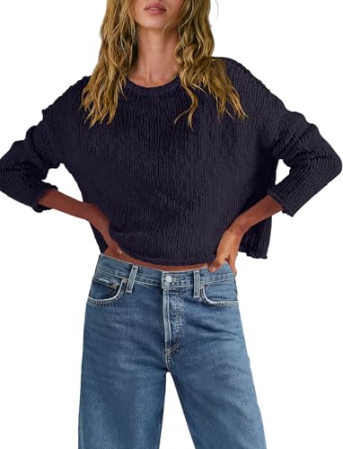 SENSERISE Womens Fall Sweaters Long Sleeve Rollneck Cropped Sweater Cozy Lightweight Chunky Knit Pullover Tops3
