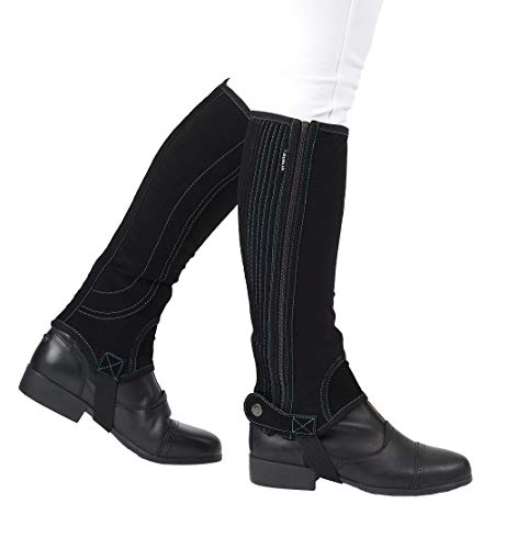 Dublin Children's Easy-Care Half Chaps II Black/Teal Large