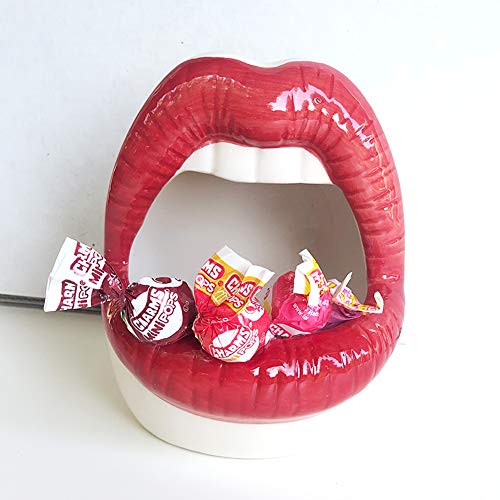 Lemonadeus Multi-Role Ceramic Sexy Lips Planter Stylish Lip Pot/Gadget Storage Mouth Planter Unique Ash Tray Ceramic Container (Red) #TOP4