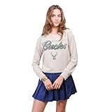 Ultra Game Women's NBA Super Soft Crop Top Pullover Sweatshirt, Milwaukee Bucks, Sand, Small