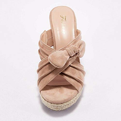 Womens Espadrilles Slip On Wedge Sandals Slides Bow Tie Platform Open Toe Summer Mules Shoes #TOP3