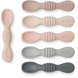 Simka Rose Silicone Baby Spoons - Self Feeding, 6 Months, First Stage Infant Spoons for Babies & Tod