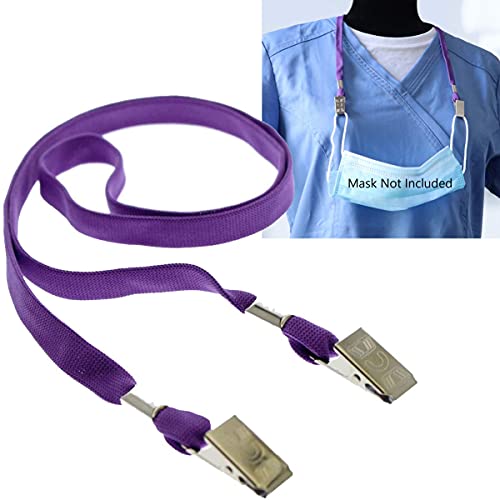 Bulk 100 Pack - Face Mask Lanyards - Comfortable Neck Straps For Tickets, Badges & More - Twist Free 2 Hook Design (1 On Each End) For Special Event Badges, Credentials And Ticket Holders (Purple) #TOP7