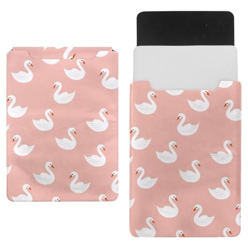 Housse ordinateur portable Swan rose contre rayures doublure celvet 35x25