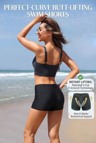 Image of Yonique Womens Swim Shorts Solid Tankini Bottoms Swimsuit Bottoms(Available in Plus)