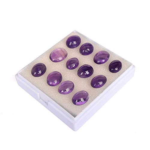 Gemhub Aaa++ Violet Amethyst Loose Gemstones Approx 80 To 100 Ct. Lot Of 12 Pcs Natural Amethyst, Oval Cabochon Loose Stones For Jewelry #TOP7