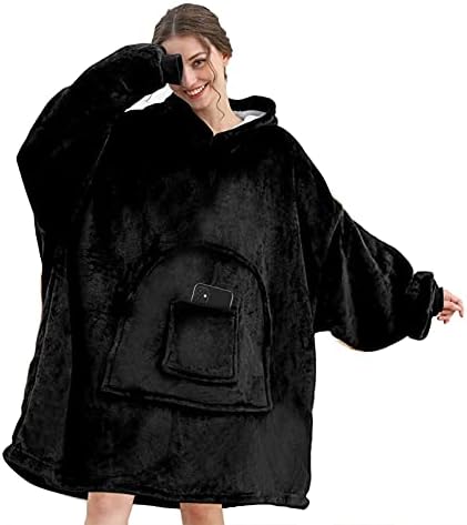 Lushforest Oversized Blanket Hoodie, Wearable Hooded Blanket, Soft Sherpa Fleece Snuggle Blanket Hoodie Adult, Warm Throw Blanket Sweatshirt Robe for Women Men Teens