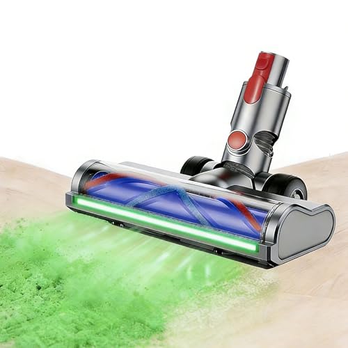 High-Suction Vacuum Cleaner Replacement Brush Head Compatible with Dyson V7 V8 V10 V11 V15 with 4 LED Lights Dual Rollers & 180 Swivel Low Noise for Cleaning on Carpets Hard Floors and Pet Hair