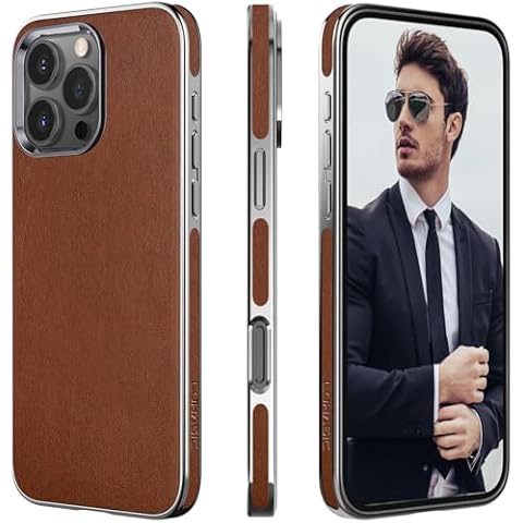 LOHASIC for iPhone 16 Pro Leather Case, Business Luxury Classic PU Leather Elegant Designer Men Cover Soft Non-Slip Grip Phone Cases for iPhone 16 Pro(2024) 6.3", Brown Cover
