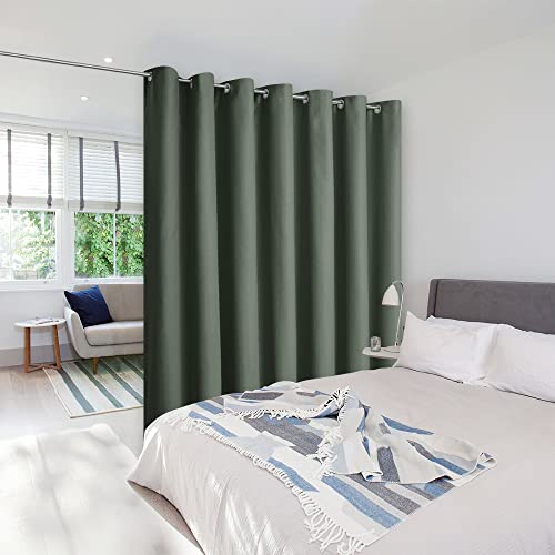 Image of NICETOWN Loft Noise Blocking Room Divider Curtain Screen Partitions, Basement Hospital Medical Clinic Spa Lab Cubicle Space Divider Privacy Screen (Dark Mallard, 1 Panel, 8.3ft Wide x 9ft Long)