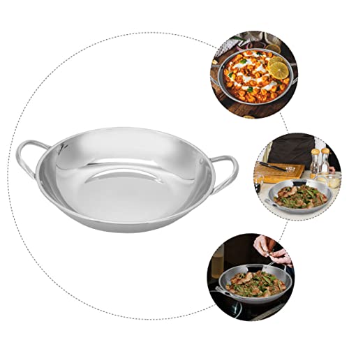 Wok pequeño de acero inoxidable con doble asa miniatura 3
