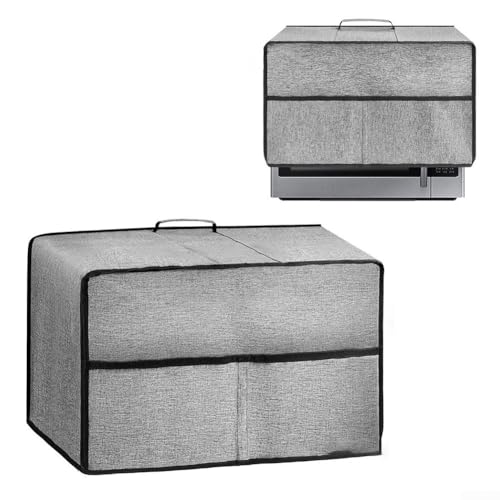 Cubierta antipolvo para horno microondas, funda de tela para horno microondas con bolsillo frontal grande, mango fácil de usar, gris, 44 x 35 x 27 cm