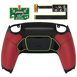 eXtremeRate Red Rubberized Grip Programable RISE 2.0 Remap Kit for PS5 Controller BDM-010 BDM-020 Models, Custom Upgrade Board & Redesigned Back Shell & Back Buttons Set for PS5 Controller