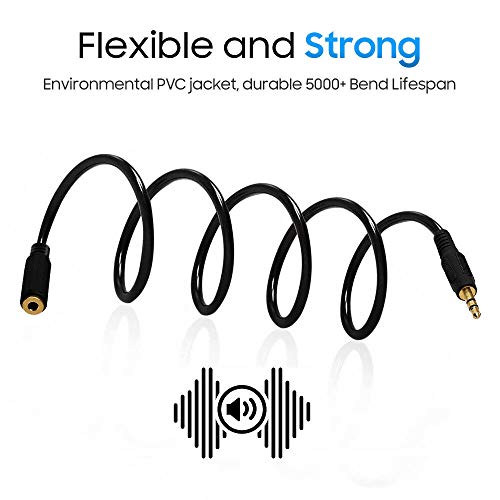 Cmple - Headphone Extension Cable, 3.5Mm Jack Extension Male To Female Stereo Audio Adapter Cord, 1/8 Trs Aux Extender Cable - 3 Feet, Black #TOP5