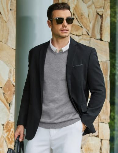 Image of COOFANDY Mens Casual V Neck Sweater Knit Slim Fit Long Sleeve Pullover Top