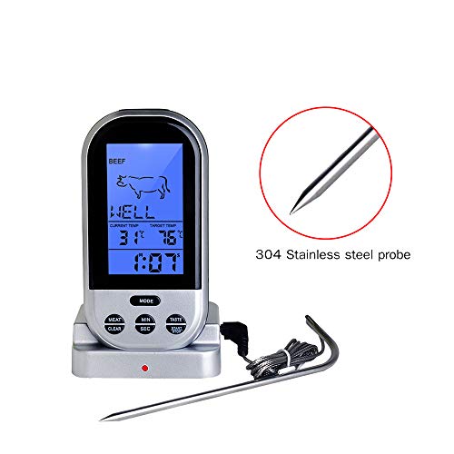 Termômetro digital para carne Doneioe LCD para churrasco com luz de fundo, testador de temperatura d
