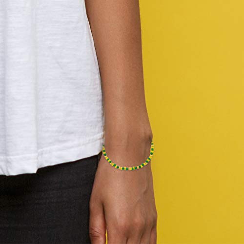 In Season Jewelry Gold Plated Green And Yellow Beaded Babalawo Unisex Orula Bracelet 7" Stylish Protection Beaded Orula Bracelet For Teens And Adult Men & Women #TOP2