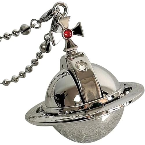 YAINWFVD Fashion Necklace Lighter, Saturn Shape, Metal Material, refillable Butane Gas Lighter, Gift for Men and Women(Silver)