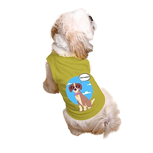 Image of Ruse Got Snacks Printed Dog Round Neck Sleeveless Vest Tank T-Shirt /Tees Apparel /Clothes /Tees Gift for Dogs((Yellow / /XXL (Saint Bernard, Great Dane etc.)