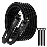 Mygatti Câble Optique Audio 25m, Toslink Câble Audio Numérique (S/PDIF, Dolby DTS Sound), Cable Fibre Optique pour Home Cinema, Barre de Son, PS4/Xbox One, TV, Amplificateur etc +5 Attaches de Cable
