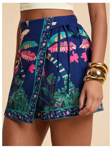 Image of SweatyRocks Women's Boho Mini Skirts Floral Shorts Tie Side Wrap Skorts