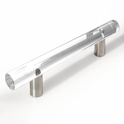 Preisvergleich Produktbild Möbelgriff Stangengriff Schrankgriff Bad oder Küche Edelstahl Glas Bohrabstand klar oder matt (Kristall Klar, Länge: 180mm Bohrlochabstand: 128mm)