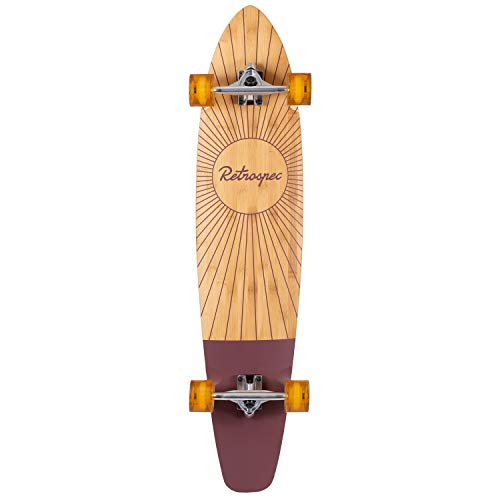 Retrospec Zed Bamboo Longboard Skateboard Complete Cruiser, Crimson Rising , 44 in.
