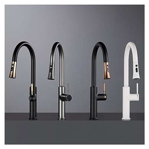Robinet de cuisine double commande eau chaude froide en or brossé - 7