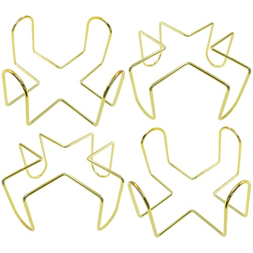 BokWin 4 Pack Metal Coaster Holder - Wires Holder for Square, Polygonal, Round Coaster Sets -Glod Iron Organizer for Home Bar & Coffee Table (Holds 4-7 Coasters) - Thumbnail 5