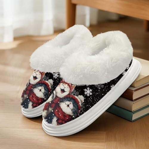 Christmas Polar Fleece Shoes Unisex-Adult Warm Fuzzy House Slippers for Winter2