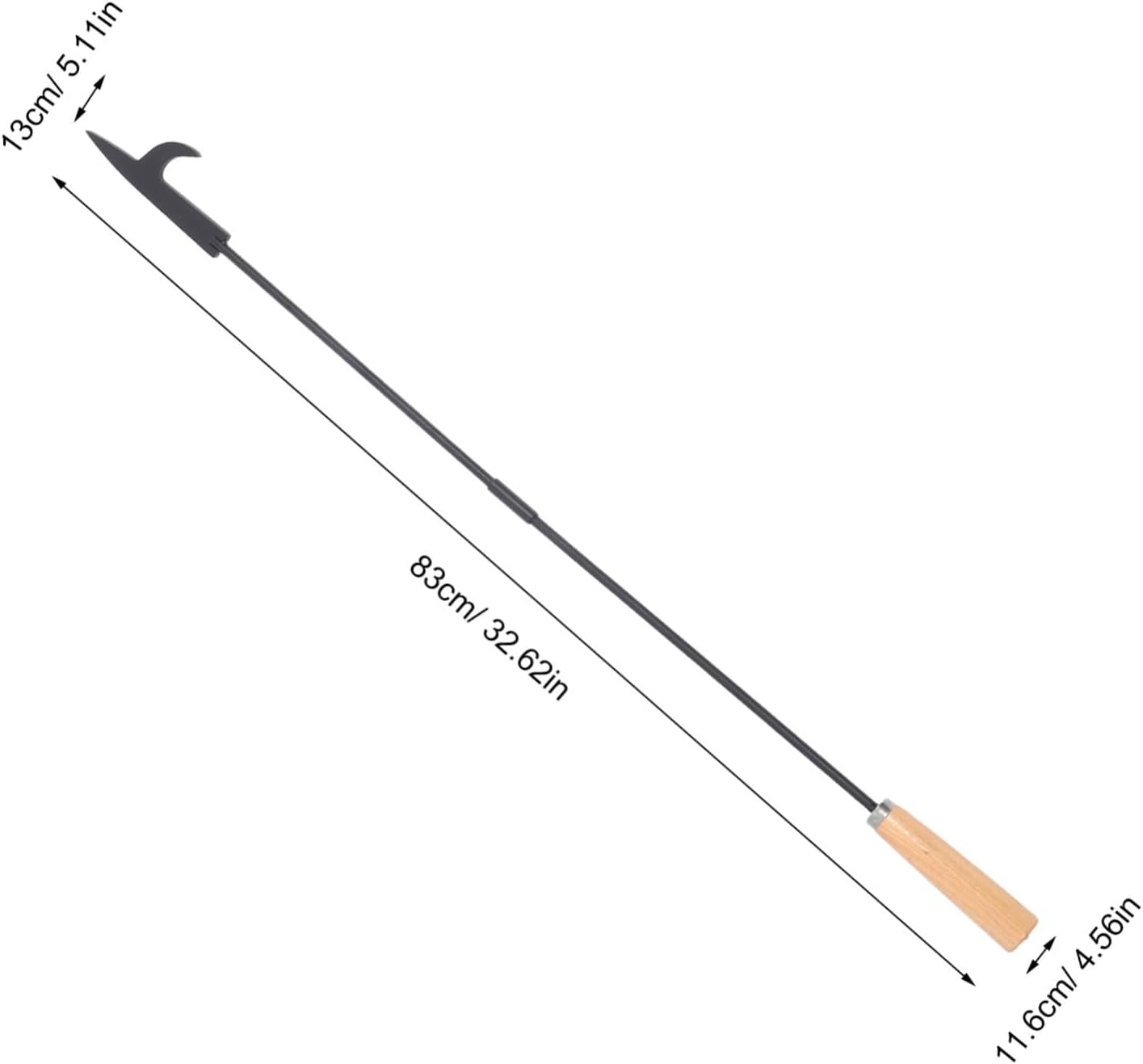 2pcs Heavy Duty Fire Pit Poker with Iron Rod and Wood Handle, 2-Section Portable Stove Poker Stick for Outdoor Fireplace, Campfire, Wood Stove, Firewood Log and Bonfire Use