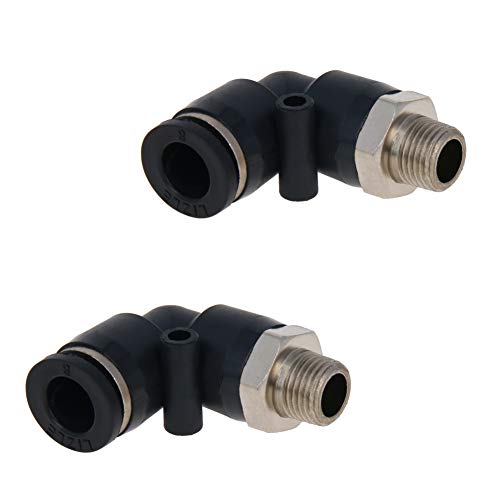 Othmro クイック継手 ねじサイズ8mm x 9.5mm 製品番号PL8-01 黒 2個入り Gねじ クイックコネクター フィッティングスレッド接続 プラスチック 軽量性 耐破砕性 耐亀裂性 耐圧腐食性