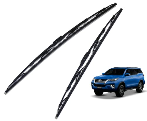 Image of Euro Care Metal Type Wiper Blade Compatibility with Fortuner New (Model : 2016-Till Date) Windshield Car Wiper Blade Size D-21,P-19