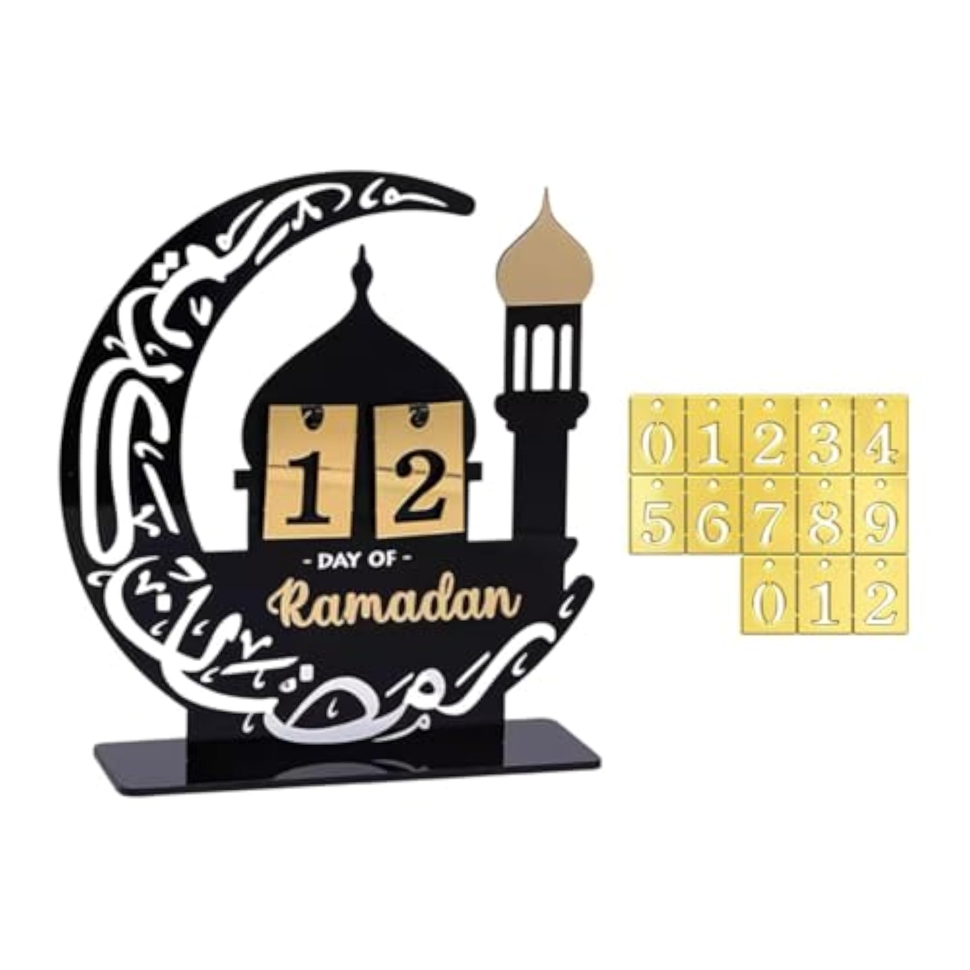 Ramadan Advent Calendar Desk Ornament, Islamic Mosque Moon Shaped