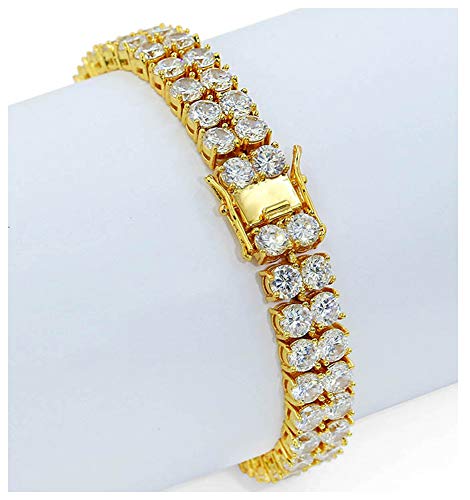 Bracelet tennis zircone cubique AAA 2 rangées cristal de glace brillant 7-8"
