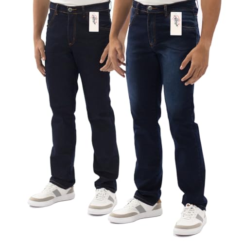 Kit 2 Calças Jeans Masculina Tradicional (46, Azul Escuro c/Azul Médio)
