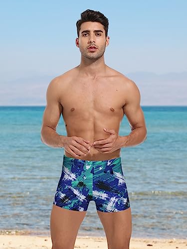Image of Men's Square Leg Swimming Jammer Shorts UPF50+,Men Swimsuit Swim Jammers Fabric Shape Retention