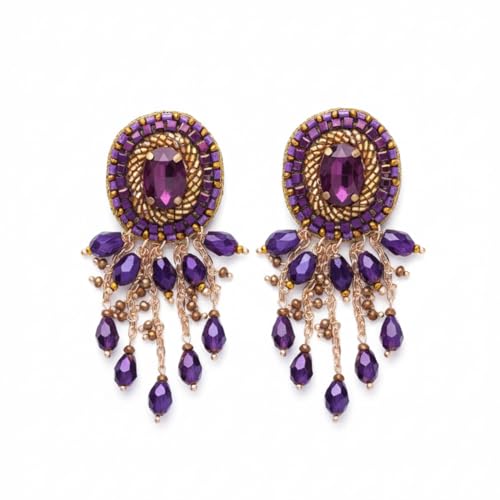 Image of SANJOYA by EVERSTYLISH Embroidered Earrings for Women | Pastel Stone & Beaded Dangler Earrings | Ethnic Jewelry for Weddings, Festivals & Special Occasions