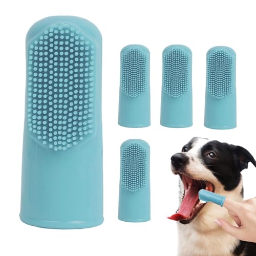Cepillo de dientes de dedo de perro, cepillo de dientes de silicona suave, cepillo de dedo suave, herramienta dental para mascotas, 5 cepillos de dientes para perros y gatos para cachorros, cuidado