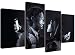 Large Banksy Mobile Lovers Canvas Wall Art Pictures - Black and White - Set of 4 - Modern Graffiti Prints - Split Multi Panel Canvases - XL - 130cm