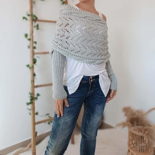 Hand Knitted Scarf with Sleeves for Women, Women's Knitted Double Sleeve Scarf, Scarf with Sleeves for Women2