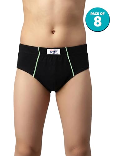 Image of Lux Cozi Boy's Super Combed Cotton Inner Elastic Solid Brief with Ultra Soft Waistband | Brief for Kids | Pack of 8