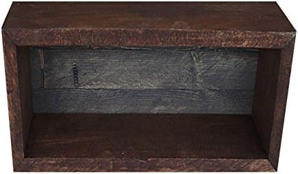 Wood/Wooden Shadow Box Display With Backing - 16" x 6" - Two Tone - Dark Walnut/Carbon Grey - Rustic Decorative Reclaimed Distressed Vintage Appeal