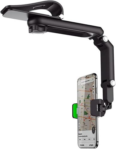 Soporte para teléfono con visera solar para automóvil, soporte de teléfono ajustable de 180 para automóvil con diseño giratorio de 360 para ver la