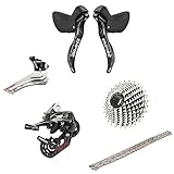 SENSAH Empire STI+Chain+Cassette Road Bike Shifters 11 Speeds Road Bike Shifters with Shift Cable,Double Speed Lever Brake Bicycle Derailleur Groupset Road Bike (EMPIRE(SS)Carbon Fibre+Chain+28T)