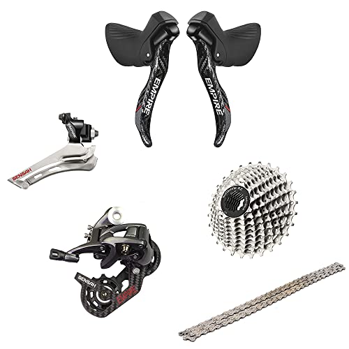 Sensah Empire Sti+Chain+Cassette Road Bike Shifters 11 Speeds Road Bike Shifters With Shift Cable,Double Speed Lever Brake Bicycle Derailleur Groupset Road Bike (Empire(Ss)Carbon Fibre+Chain+28T) #TOP8