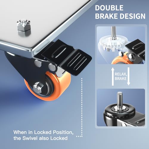 Stem Caster Wheels 2 inch Heavy Duty, Swivel Threaded Stem Mount Casters Set of 4 with American Size UNC 1/4"-20 x 1 by WOZESEIK - Image 4