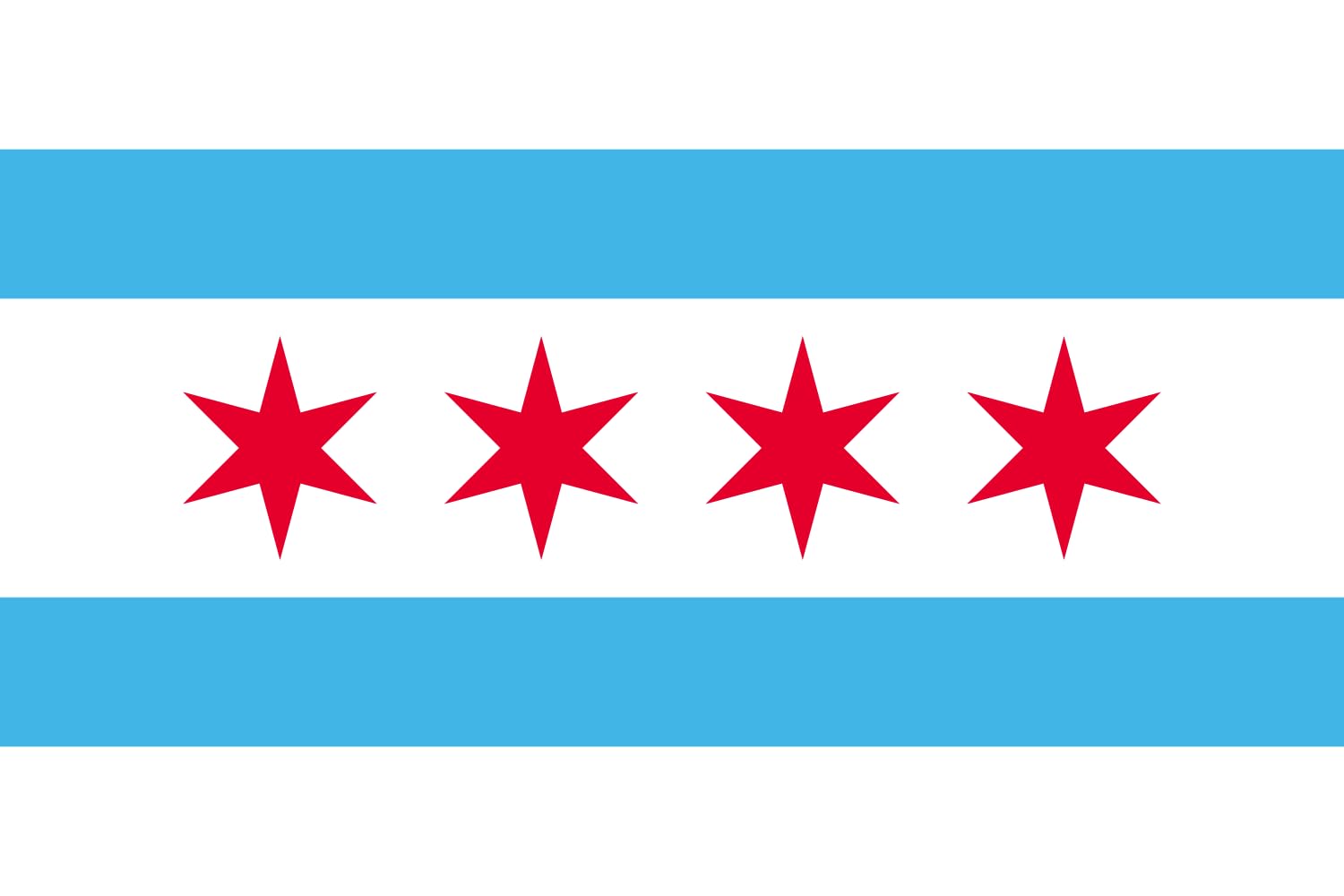 Drapeau Chicago format paysage grand pavillon 1.35m² pour décoration murale